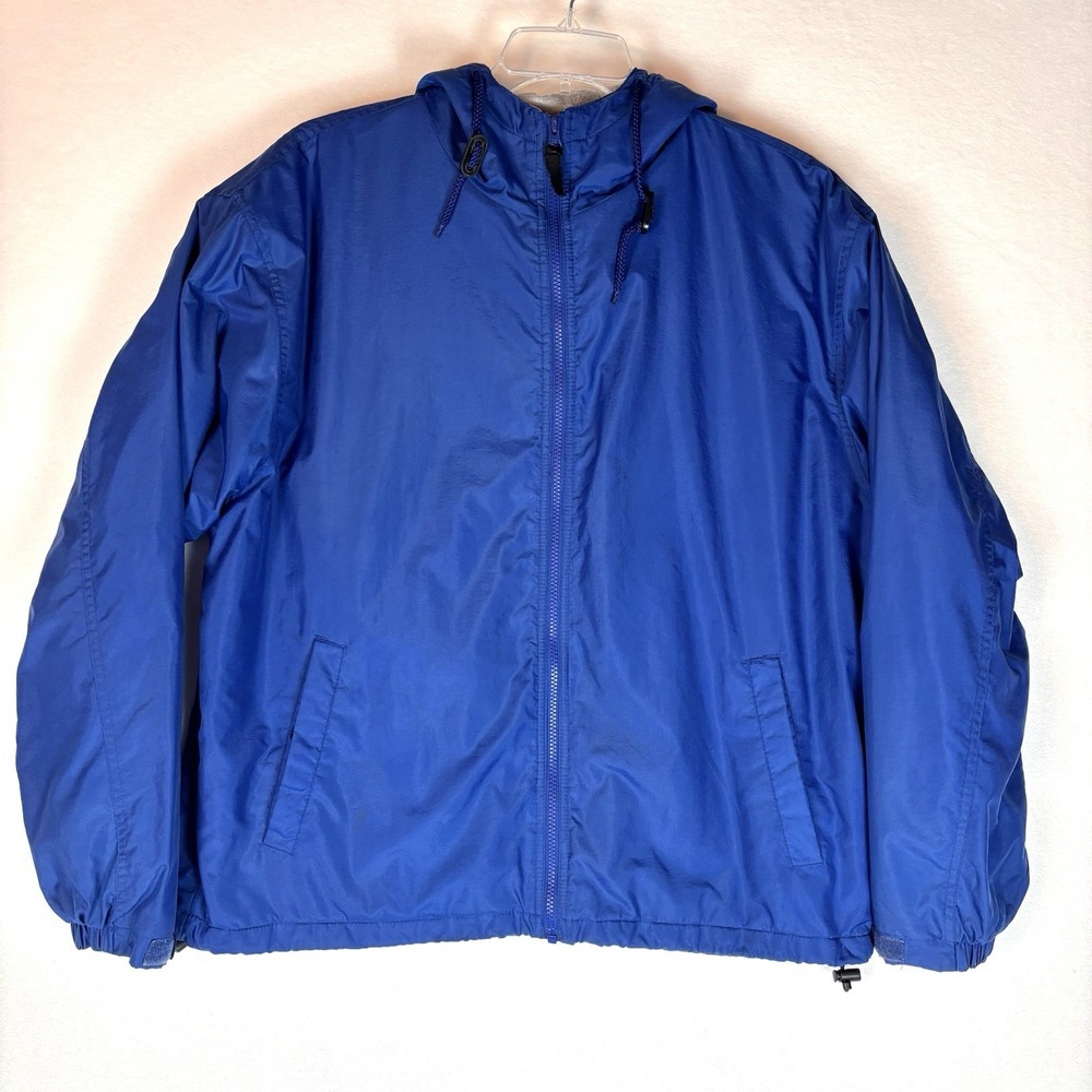 Men's Team Jacket Blue Large Hood Full Zip Jersey Knit Lining Port Authority